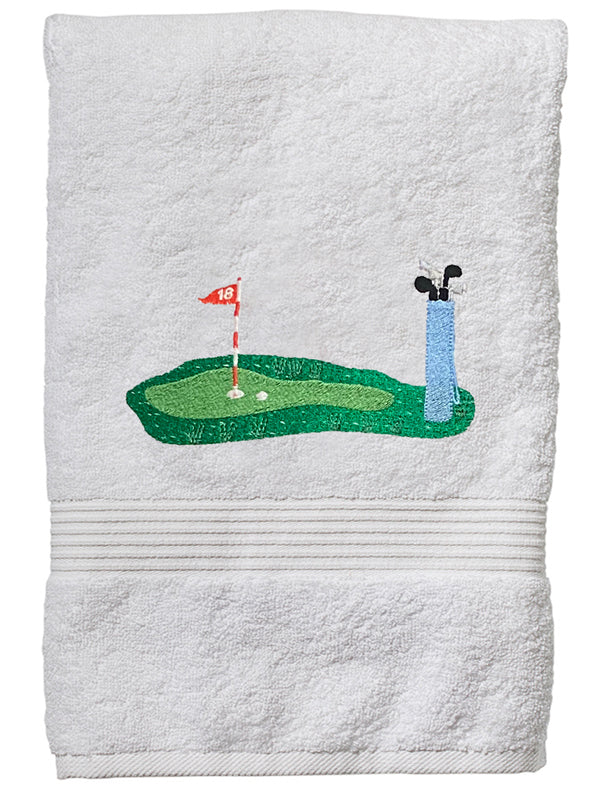 Hand Towel - White Cotton Terry, Embroidered - Image 4