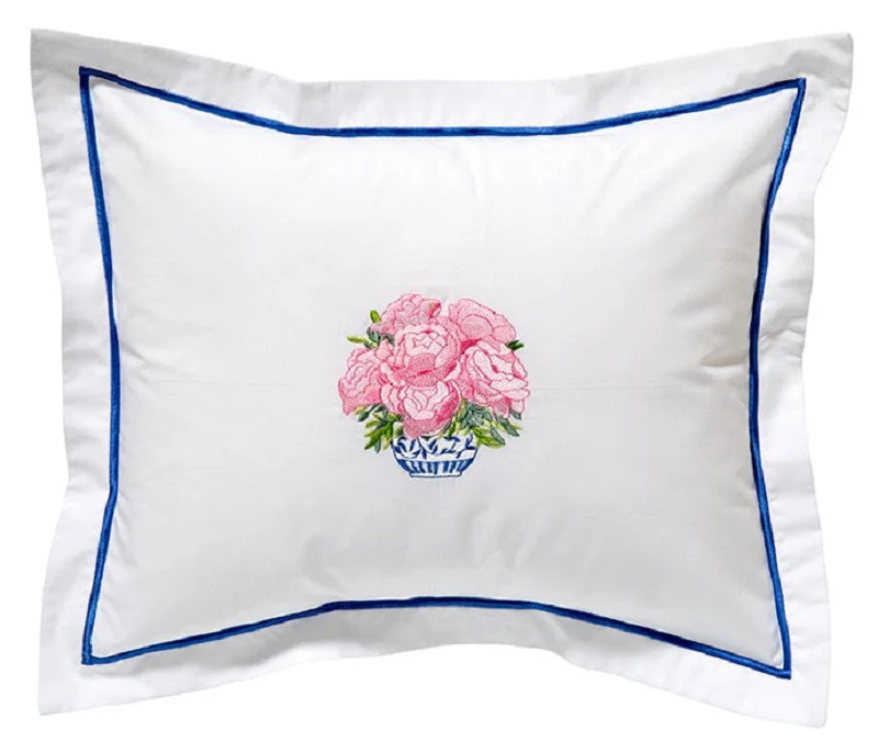 Boudoir Pillow Cover, Pot of Peonies (Pink) - Image 2