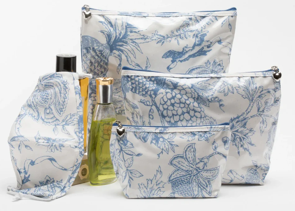 Cosmetic Bag (Large), Pineapple Garden (Blue) - Image 2