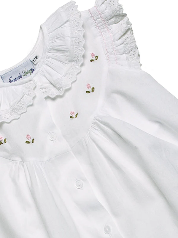 Gracie White Cotton Dress, Embroidered - Image 4