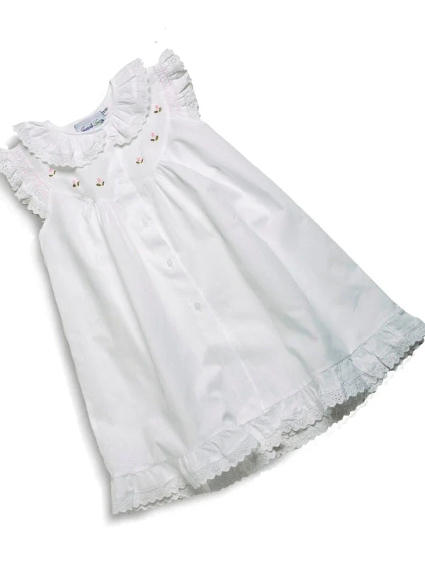 Gracie White Cotton Dress, Embroidered - Image 5