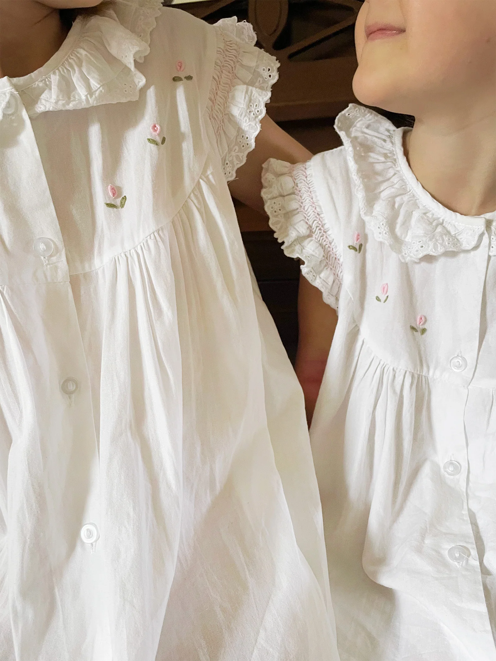 Gracie White Cotton Dress, Embroidered - Image 7