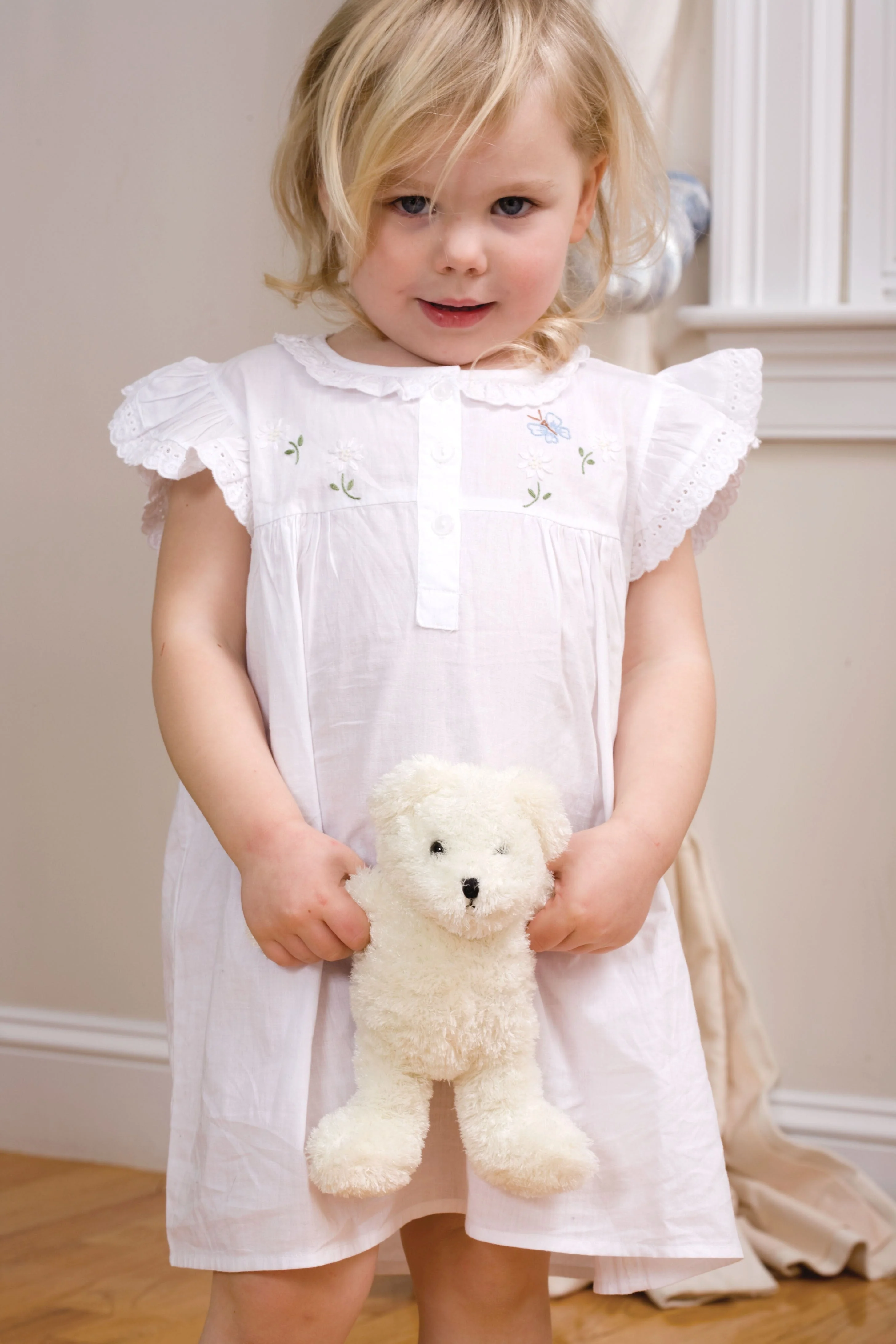 Lucy White Cotton Dress, Embroidered - Image 2