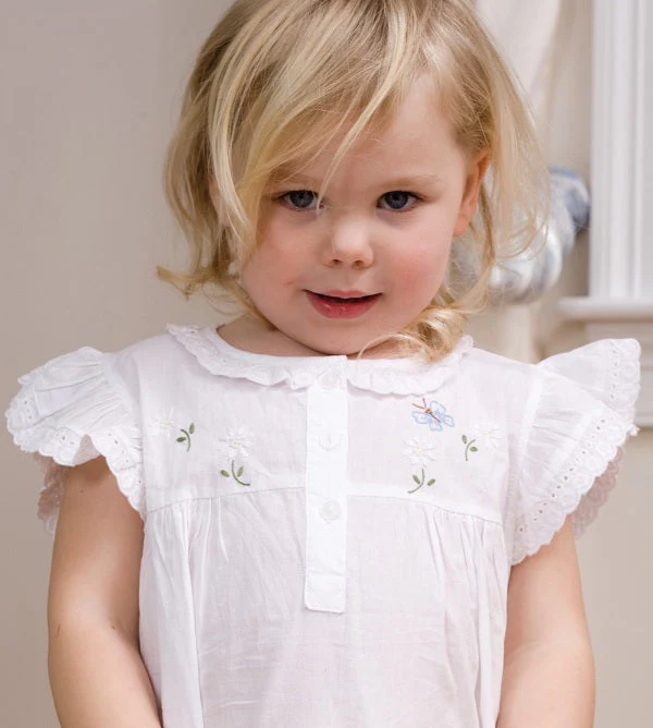 Lucy White Cotton Dress, Embroidered - Image 3