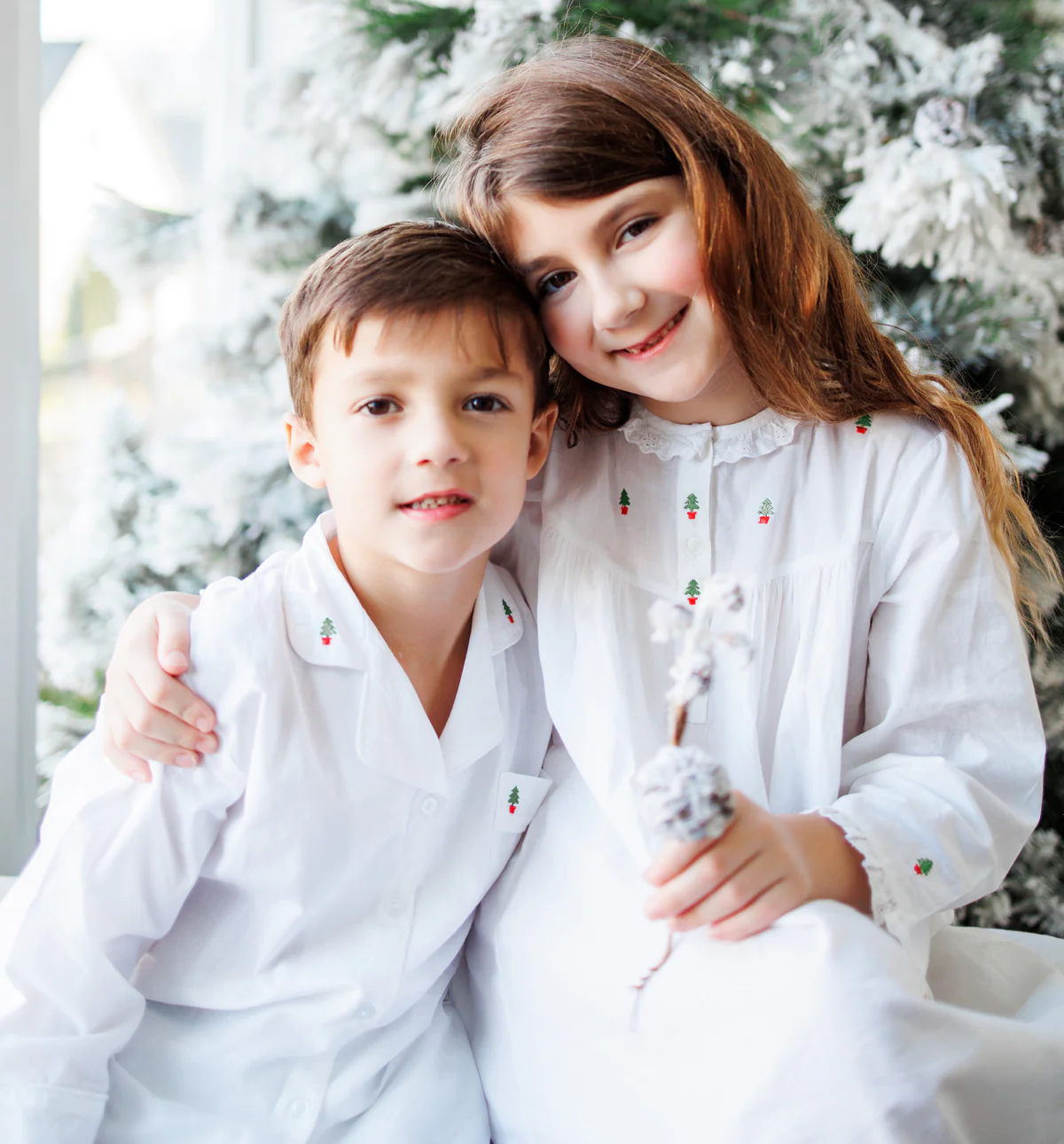 Christmas (Girls) White Cotton Dress, Embroidered - Image 4