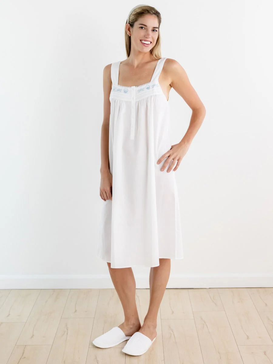 Seaside White Cotton Nightgown - Image 6