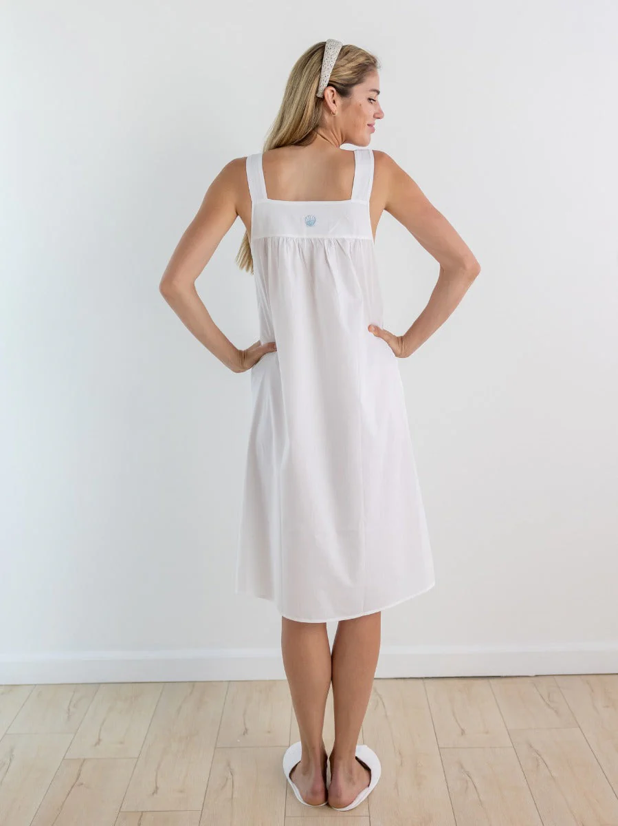Seaside White Cotton Nightgown - Image 7