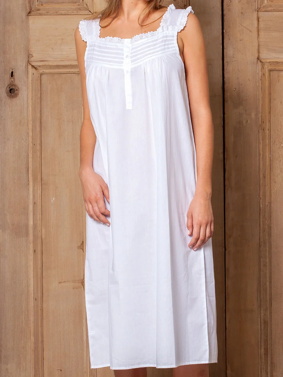 Mandi White Cotton Nightgown - Image 7