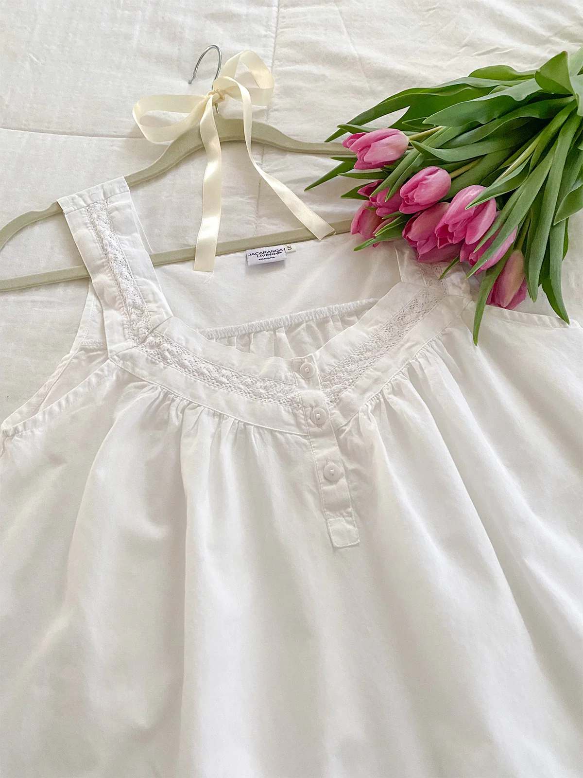 Charlotte White Cotton Nightgown - Image 5