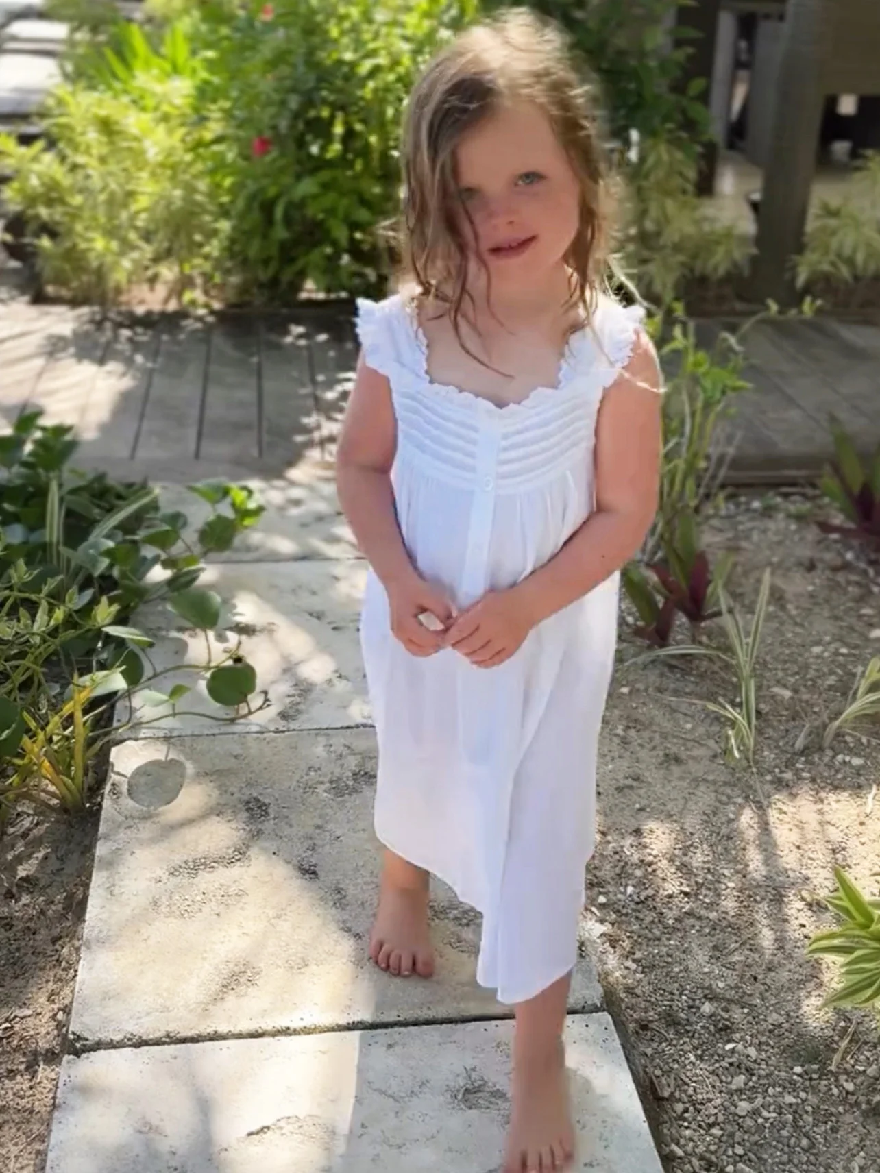 Jessie White Cotton Dress, Ruffle - Image 3
