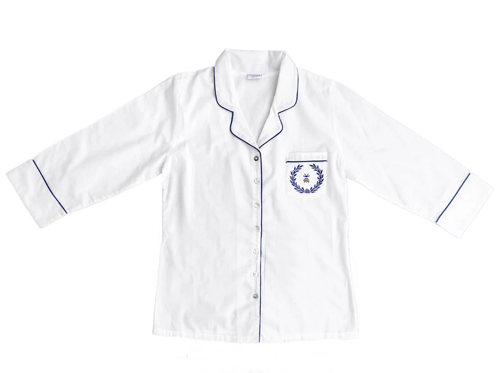 Lizzie White Cotton Pajamas, Embroidered - Image 4