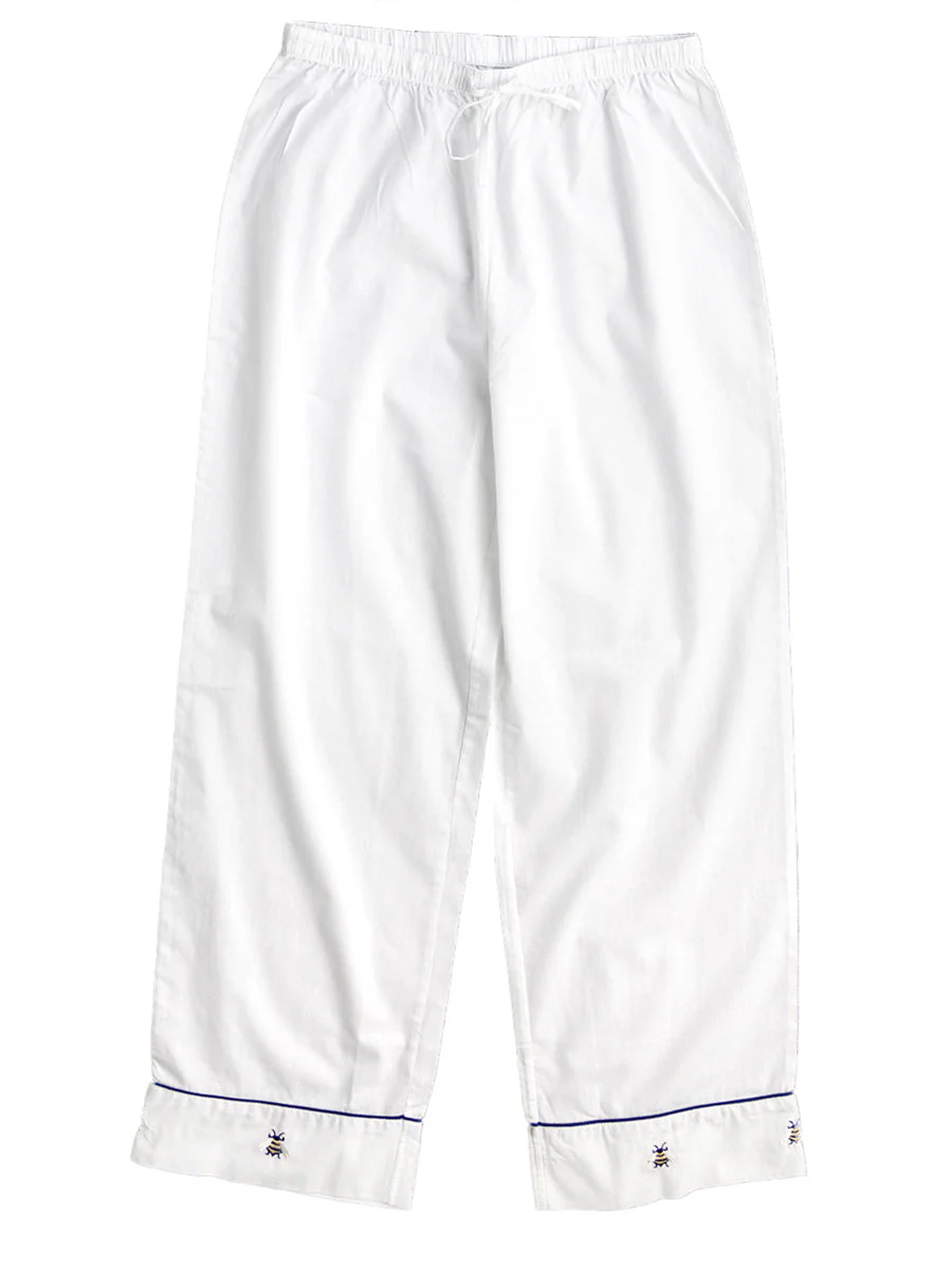 Lizzie White Cotton Pajamas, Embroidered - Image 5