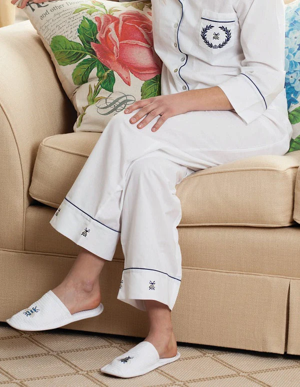 Lizzie White Cotton Pajamas, Embroidered - Image 6