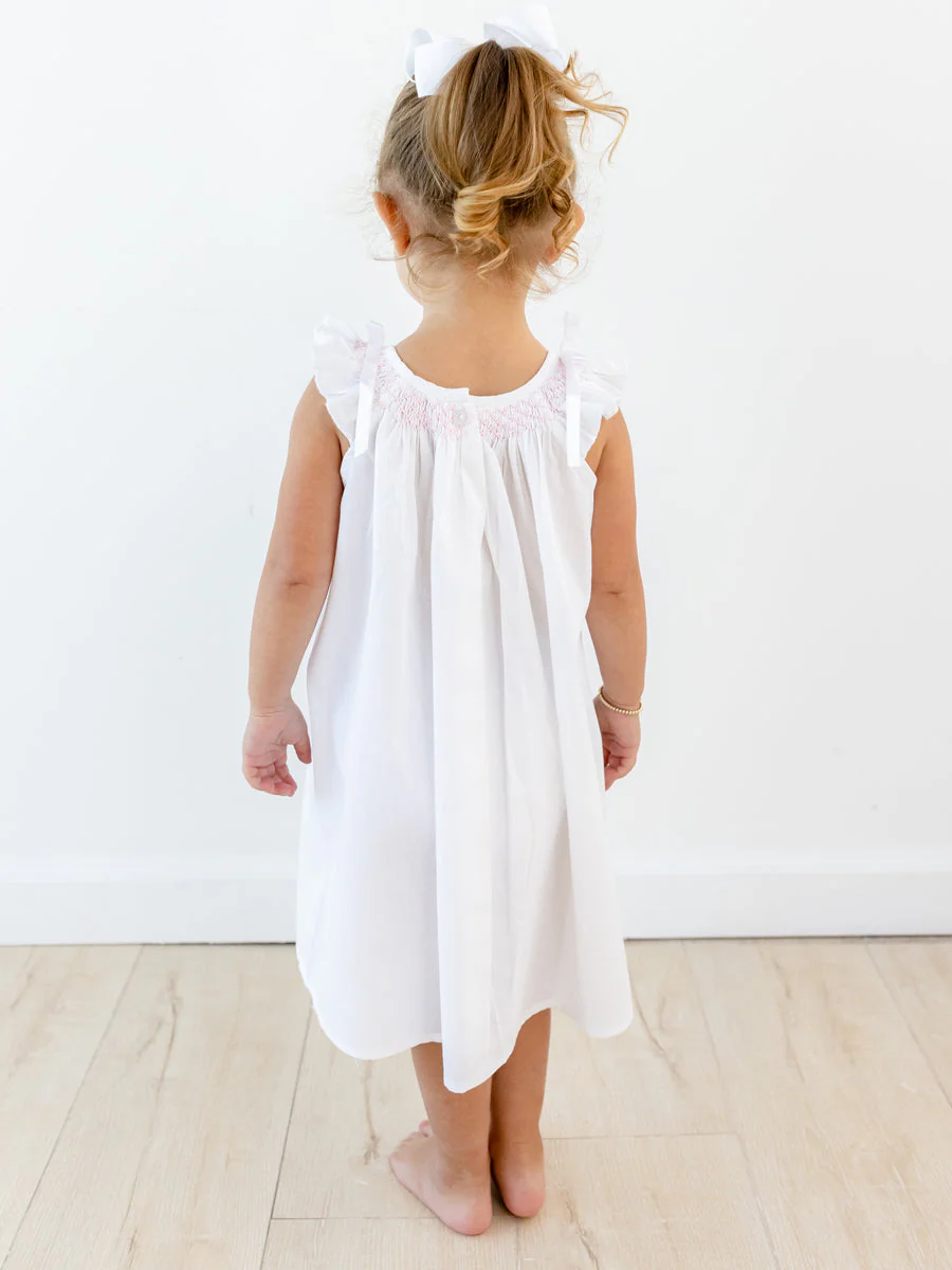 Mathilde White Cotton Dress, Smock - Image 2