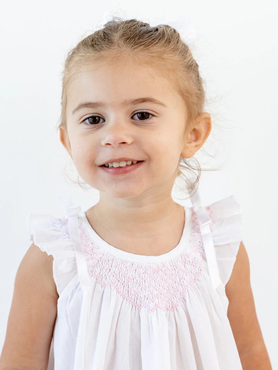 Mathilde White Cotton Dress, Smock - Image 3