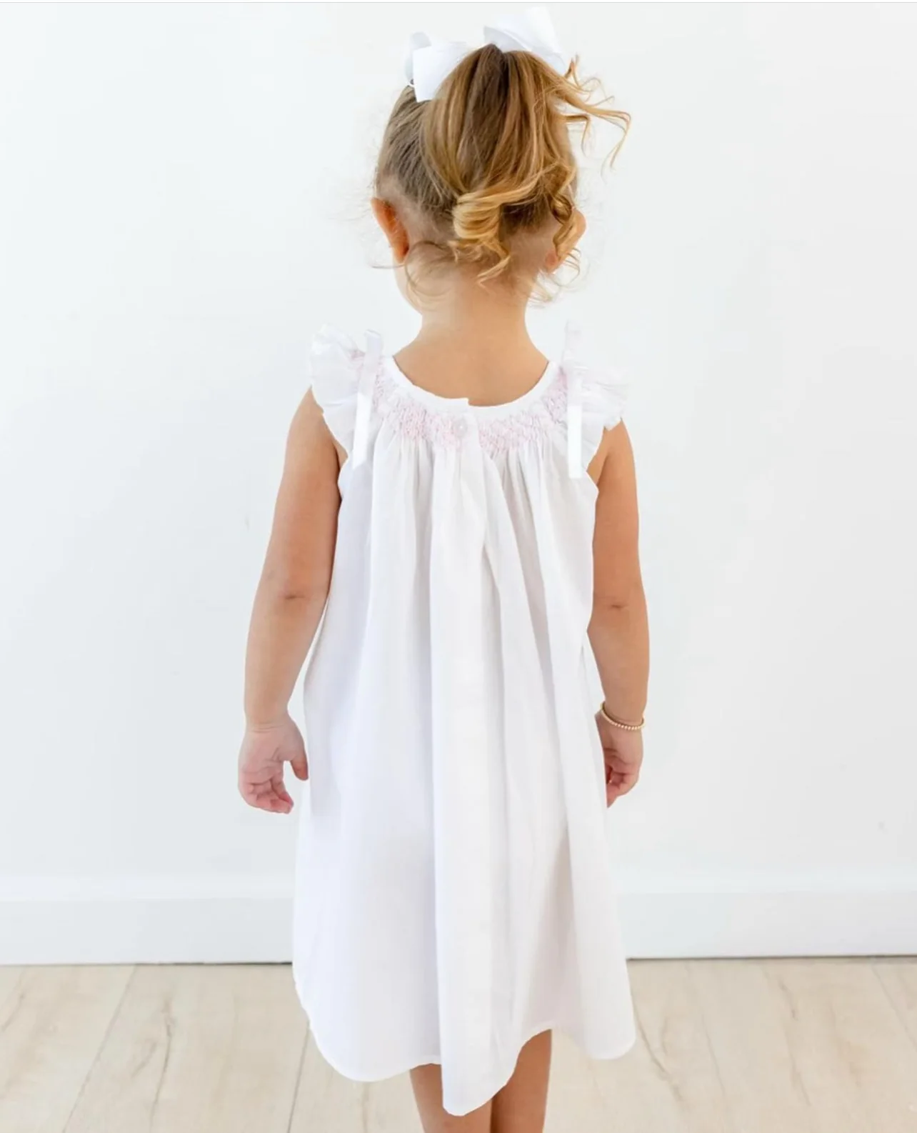 Mathilde White Cotton Dress, Smock - Image 5