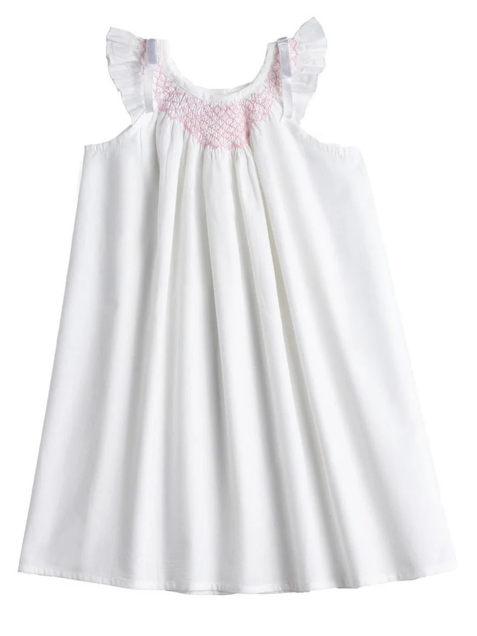 Mathilde White Cotton Dress, Smock - Image 6