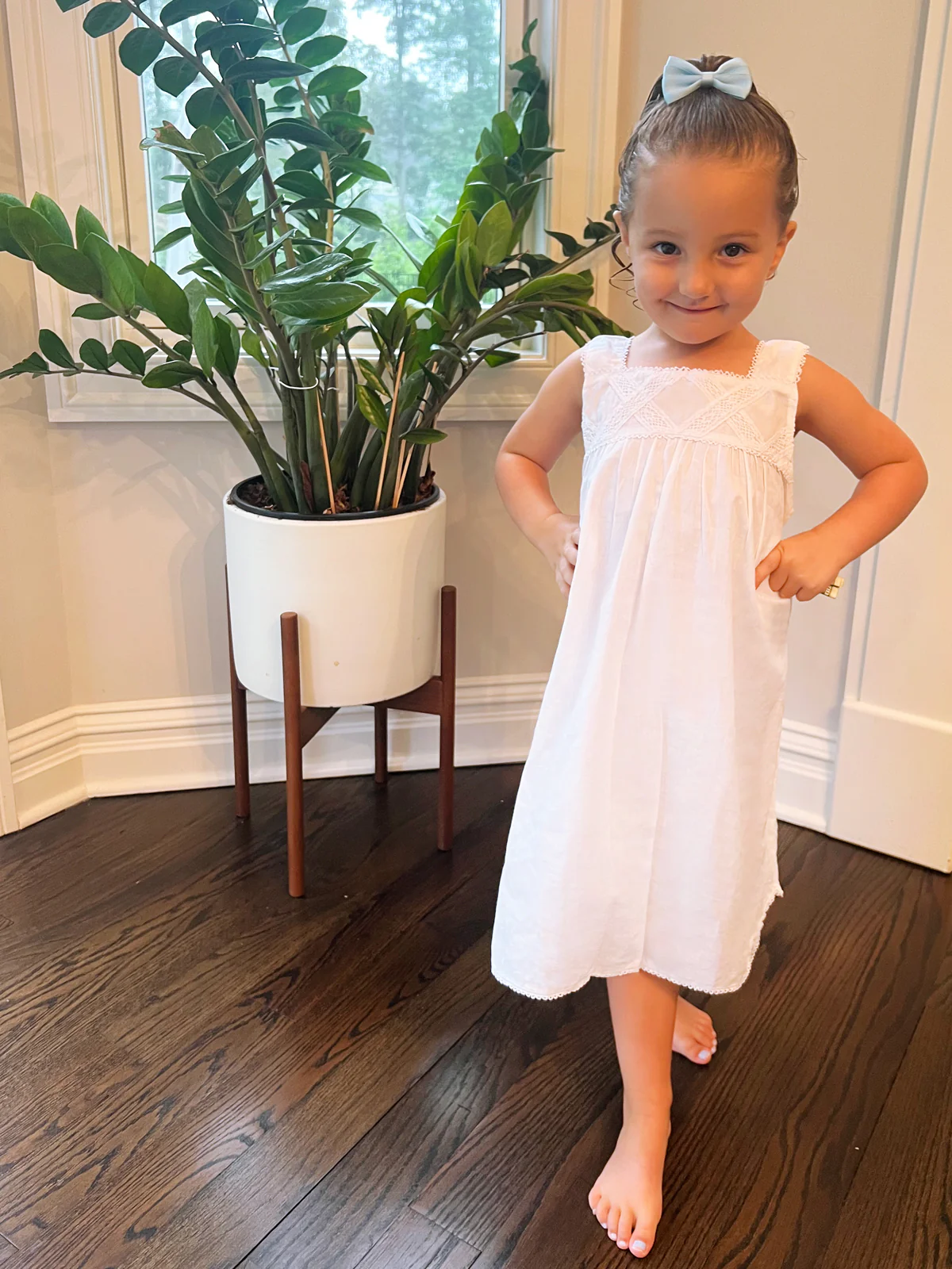 Chelsea White Cotton Dress, Lace - Image 12