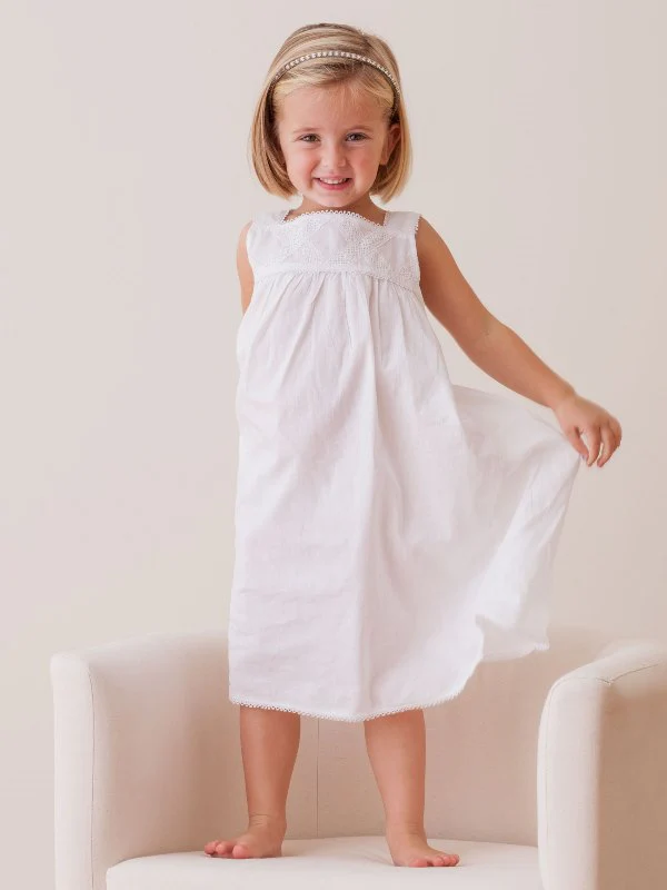 Chelsea White Cotton Dress, Lace - Image 3