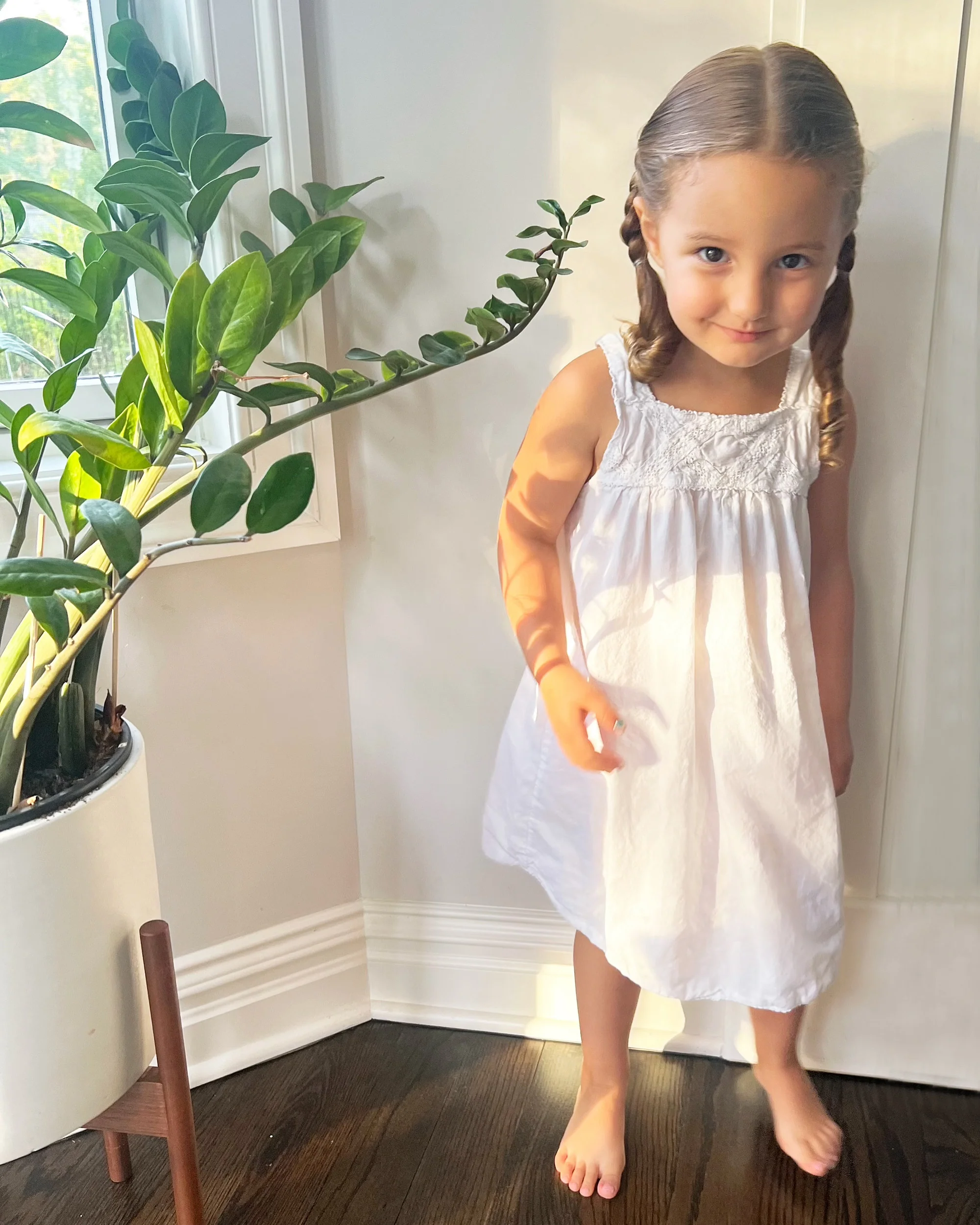 Chelsea White Cotton Dress, Lace - Image 9