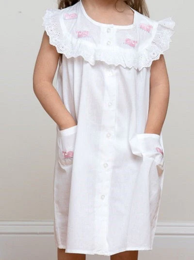 Wendy Whale White Cotton Dress, Embroidered - Image 3