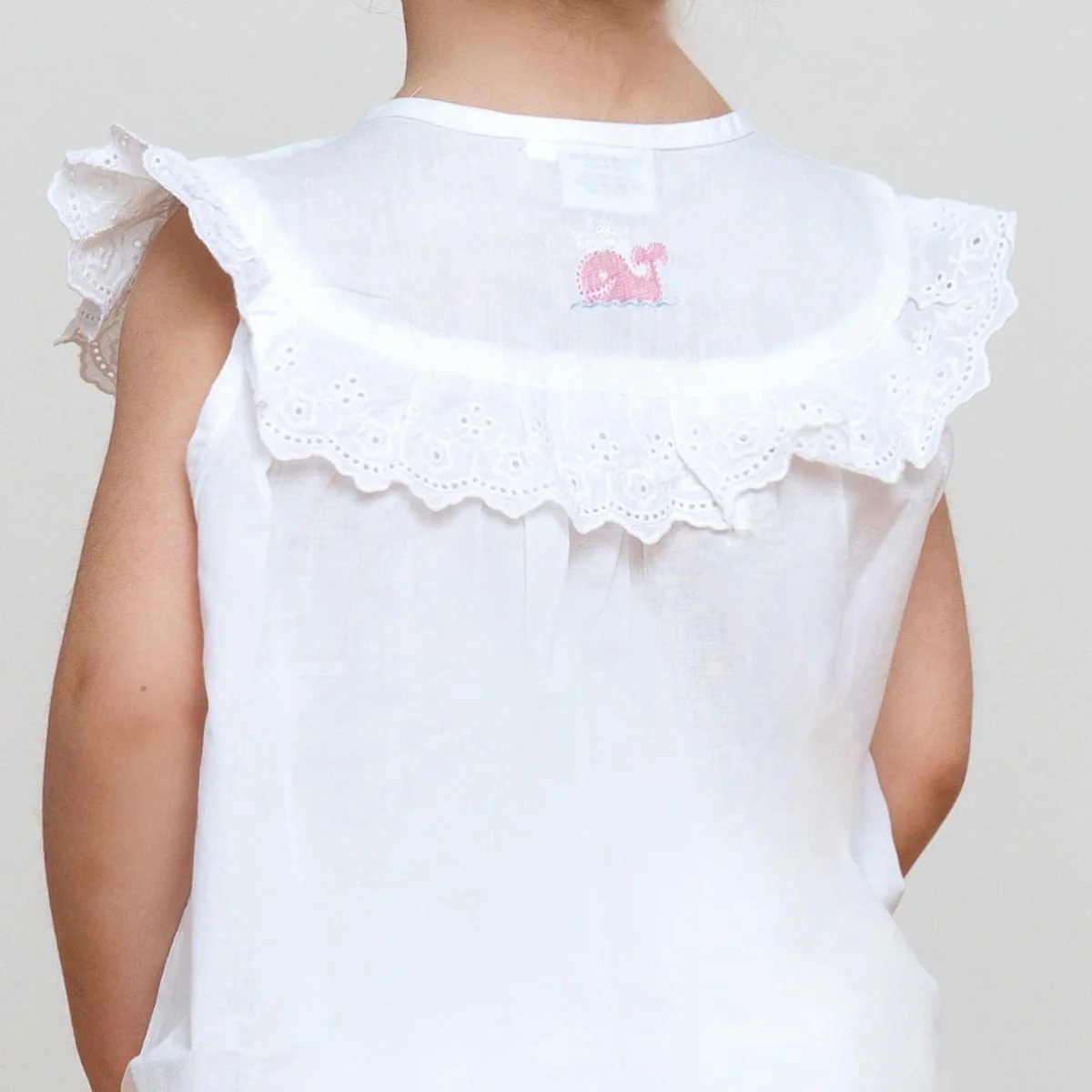 Wendy Whale White Cotton Dress, Embroidered - Image 4