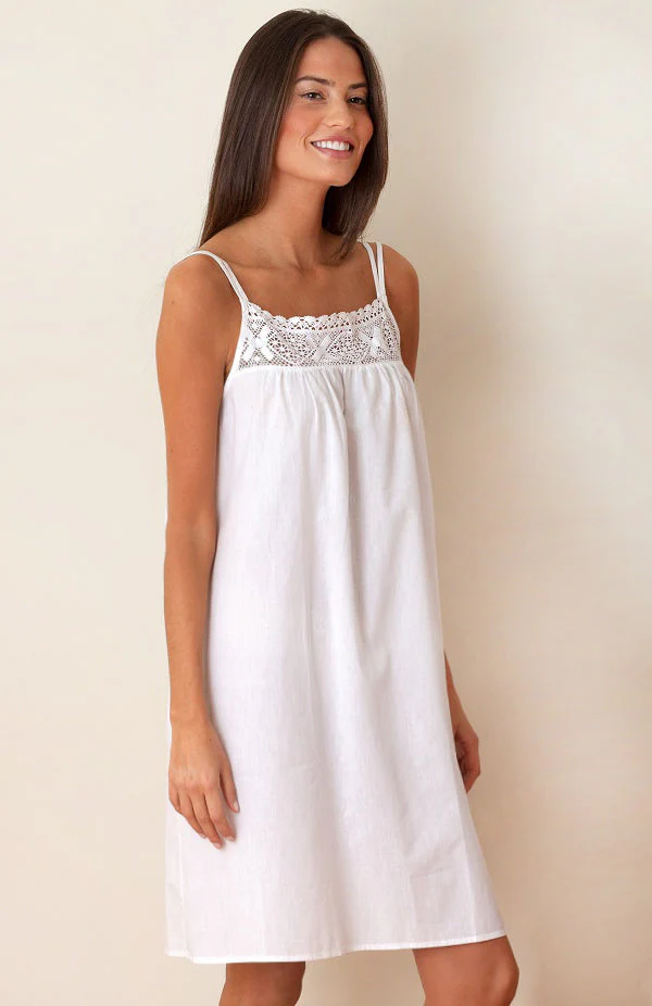 Jenn White Cotton Nightgown, Lace - Image 4