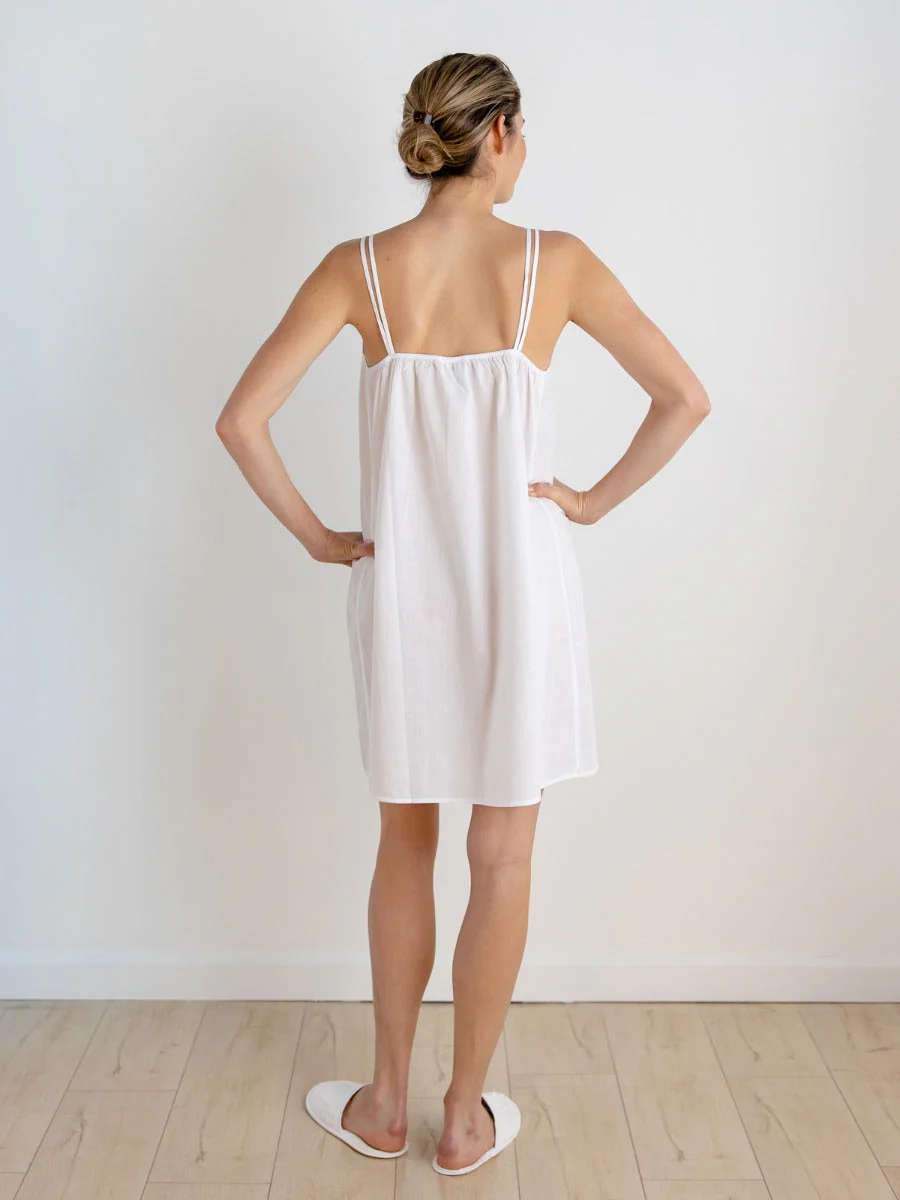 Jenn White Cotton Nightgown, Lace - Image 5