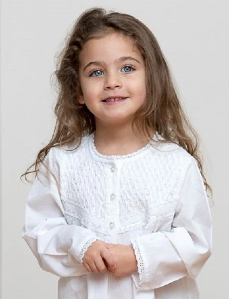 Sophia White Cotton Dress, Smocked - Image 6