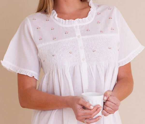 Cathy White Cotton Nightgown - Image 4