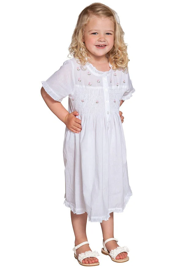 Ava White Cotton Dress, Lace - Image 2