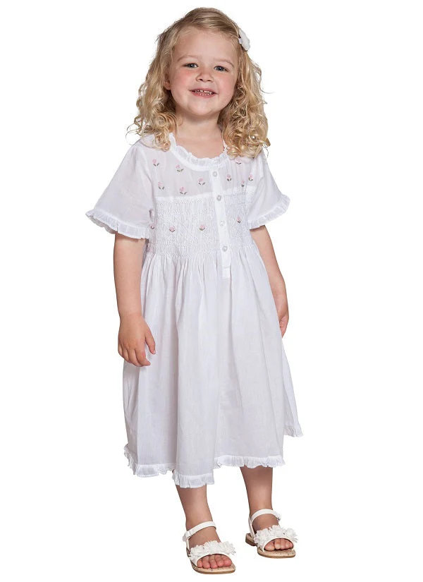 Ava White Cotton Dress, Lace - Image 3