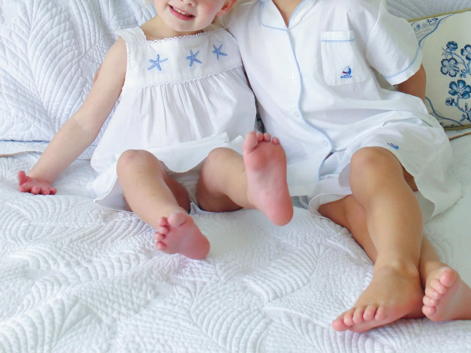 Starfish (Girls) White Cotton Dress, Embroidered - Image 2