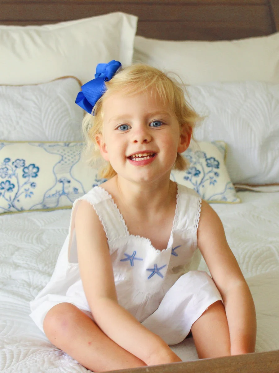 Starfish (Girls) White Cotton Dress, Embroidered - Image 3