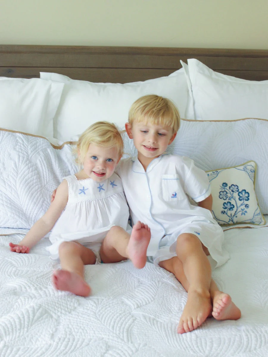 Starfish (Girls) White Cotton Dress, Embroidered - Image 4