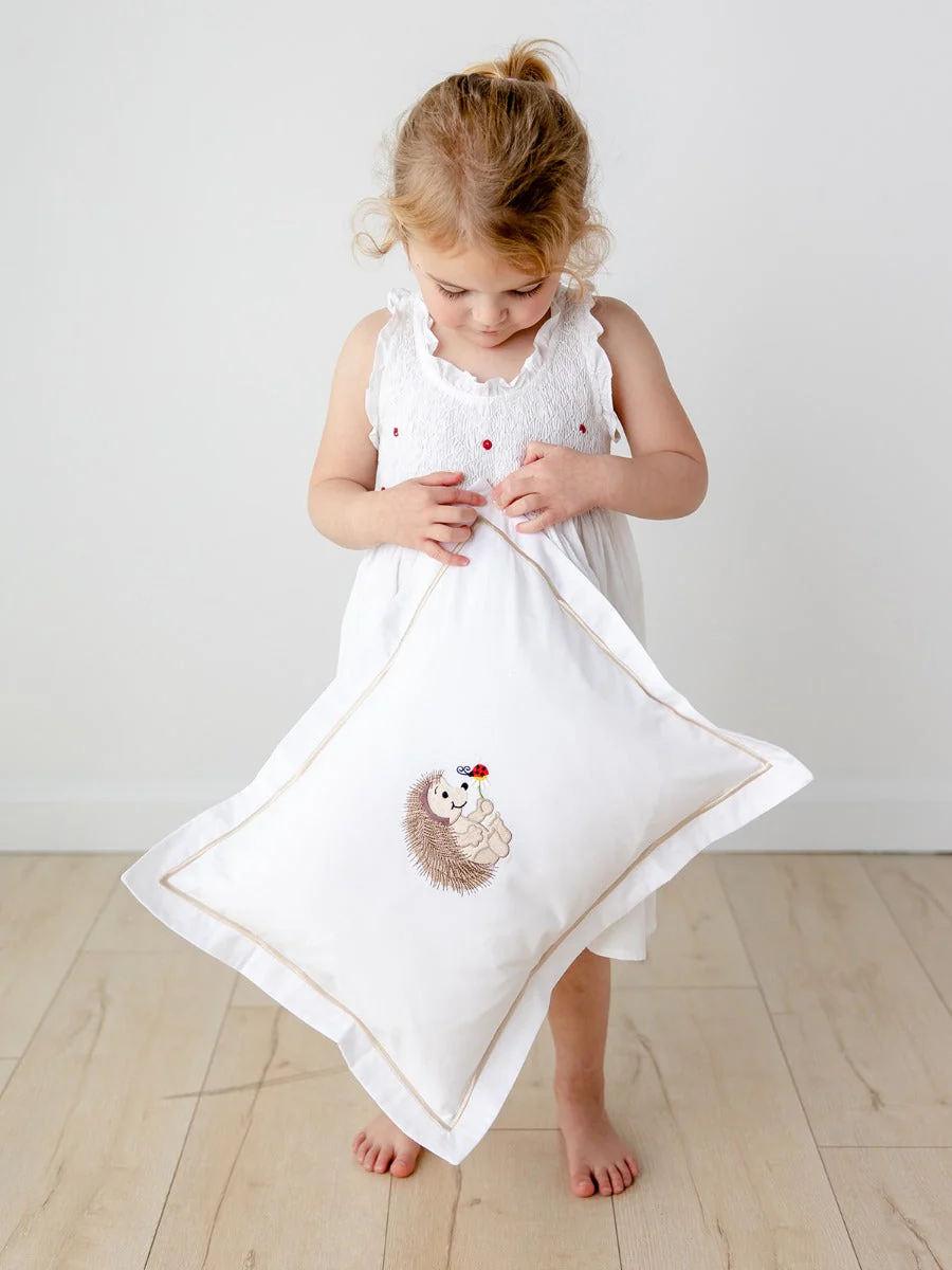 Noa White Cotton Dress, Smocked with Hand Embroidery - Image 2