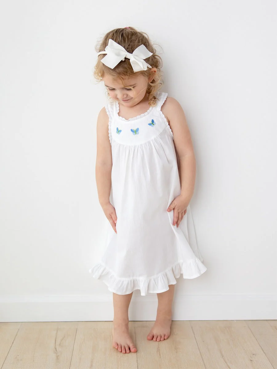 Zoe White Cotton Dress, Embroidered - Image 2
