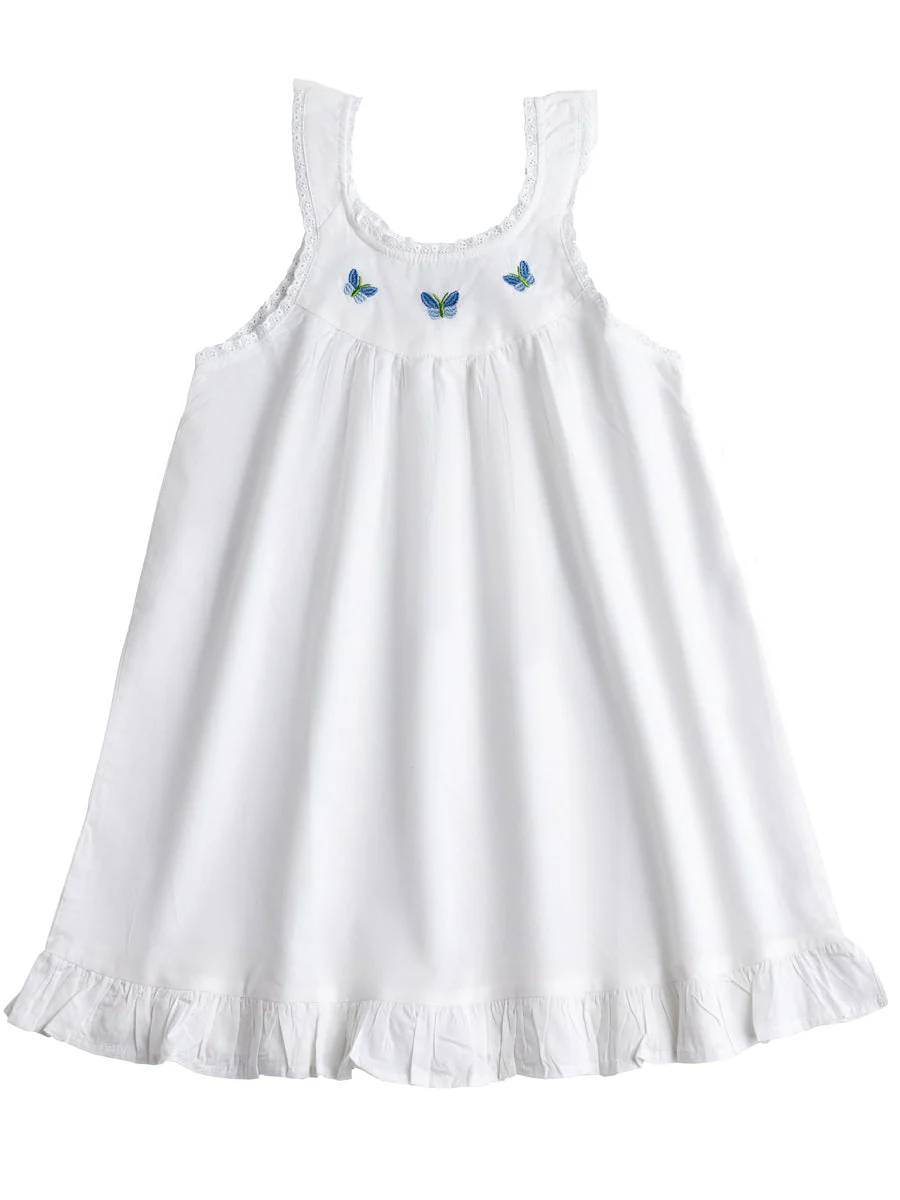 Zoe White Cotton Dress, Embroidered - Image 3