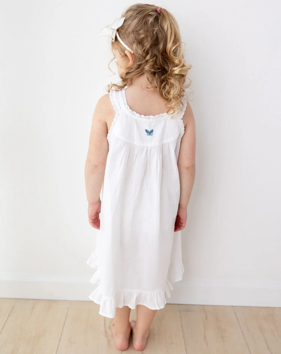 Zoe White Cotton Dress, Embroidered - Image 4