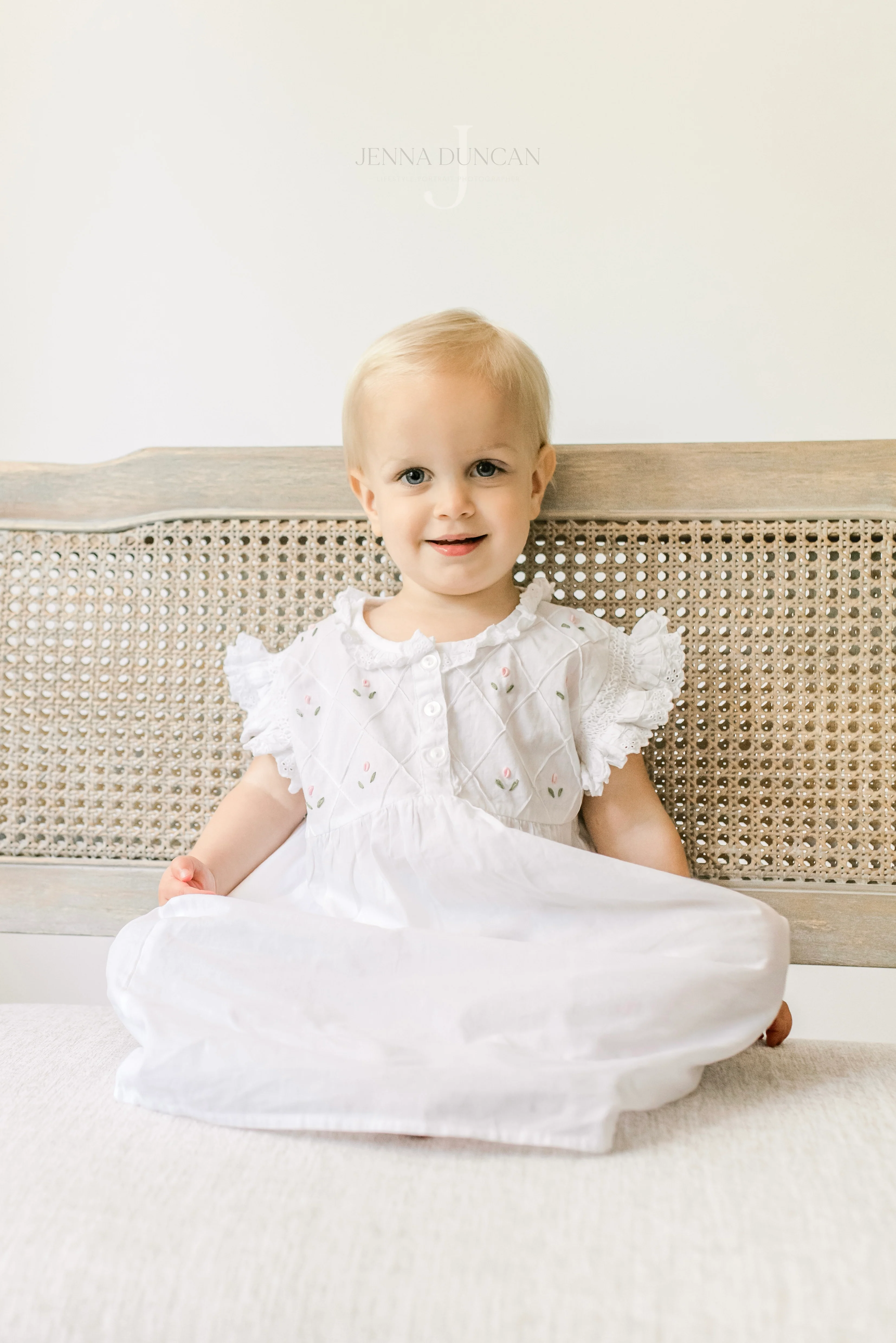 Rose White Cotton Dress, Embroidered - Image 2