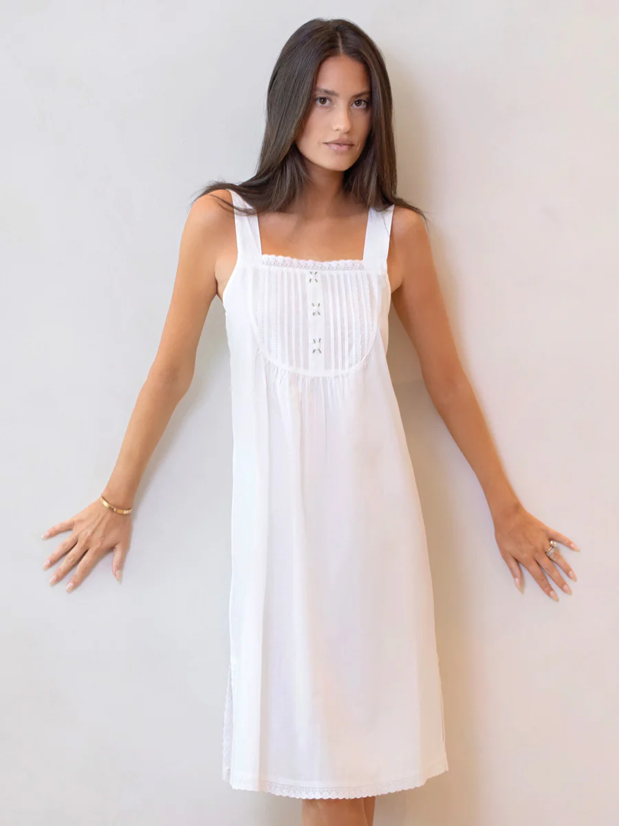 Everly White Cotton Nightgown - Image 5
