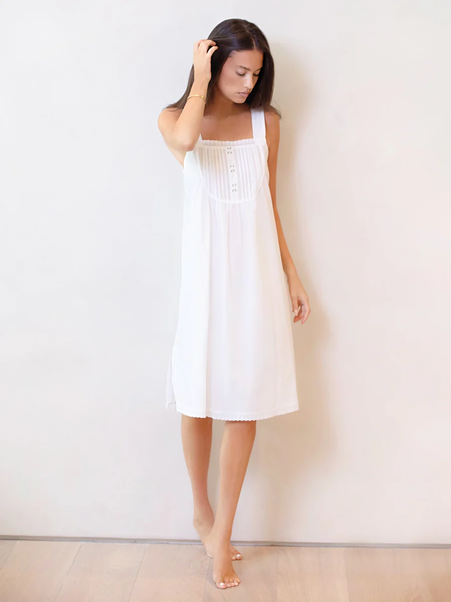 Everly White Cotton Nightgown - Image 6