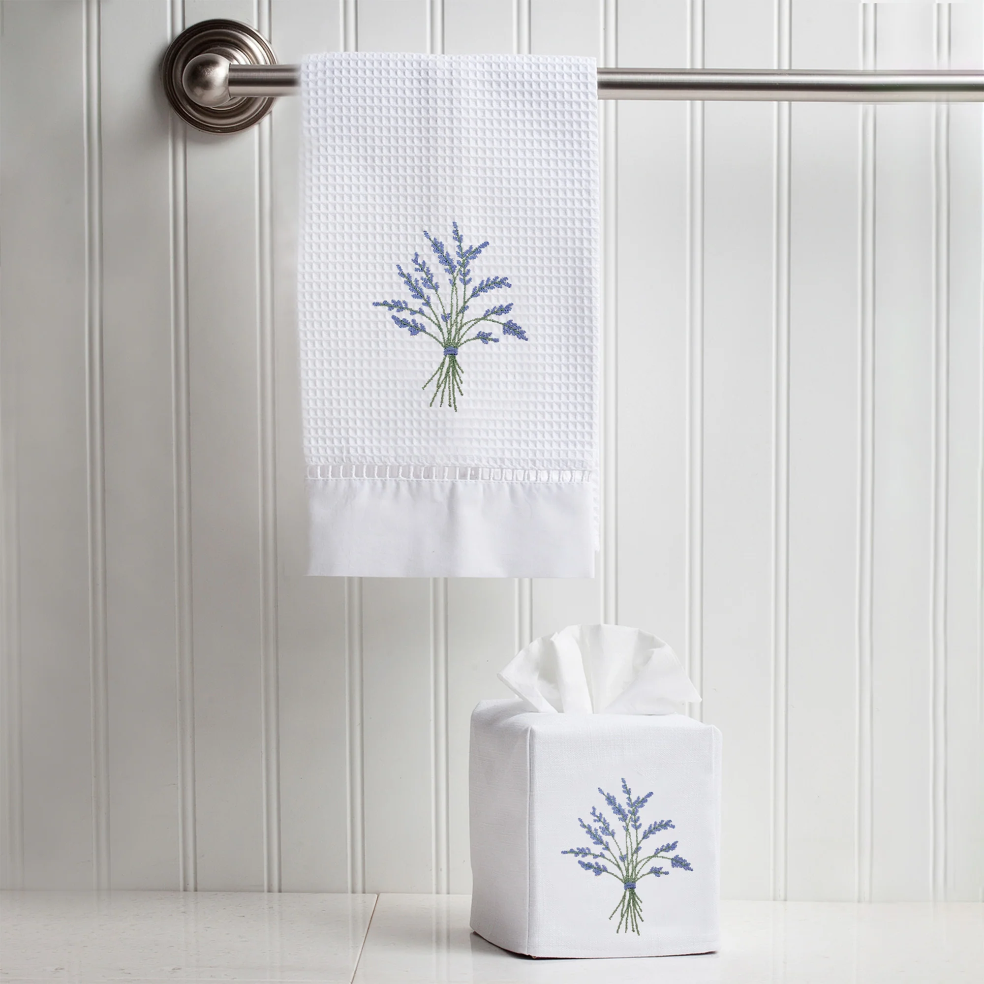 Guest Towel, Ladder Lace, Embroidered Botanical - Image 27