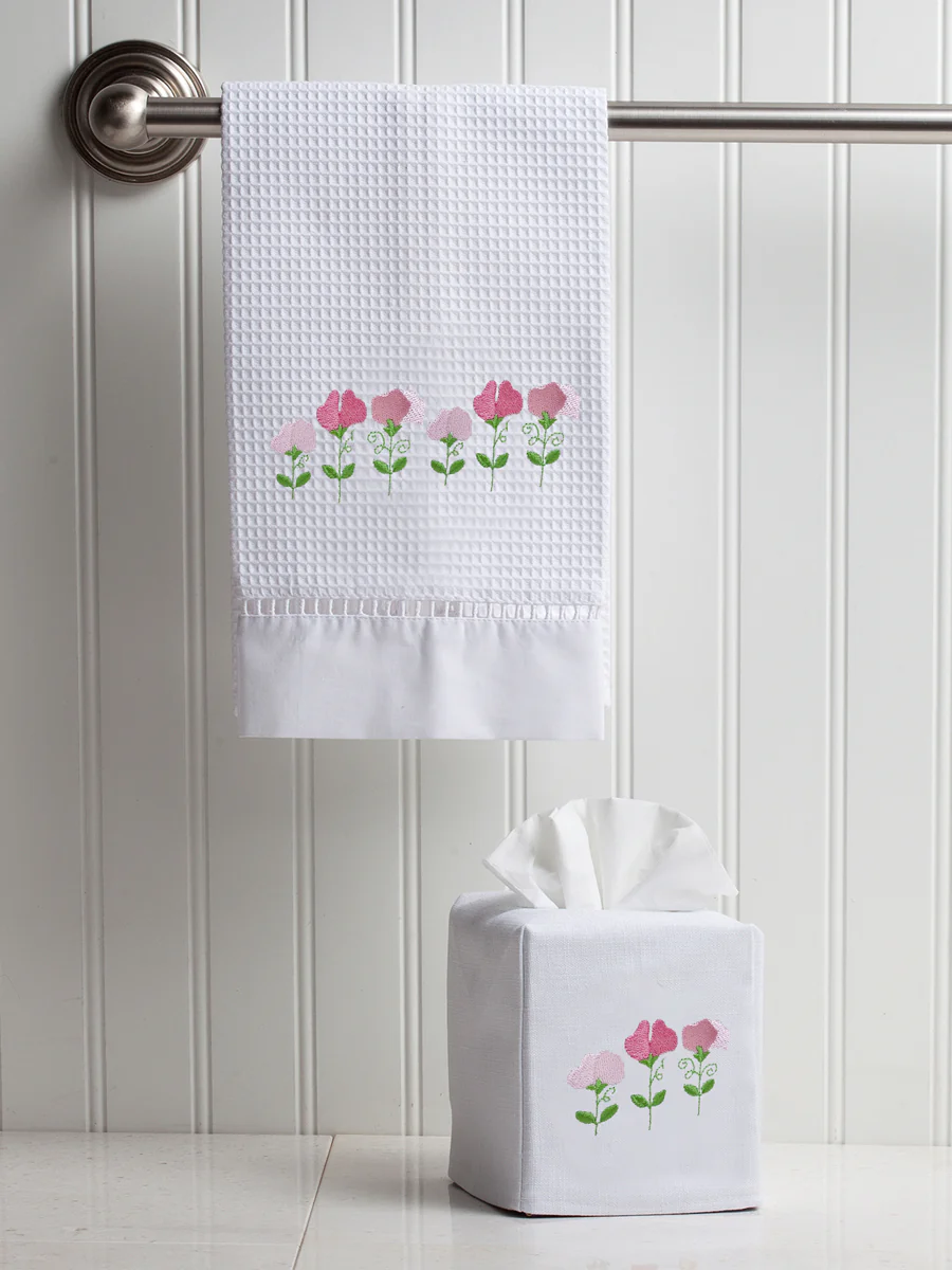 Guest Towel, Ladder Lace, Embroidered Botanical - Image 30