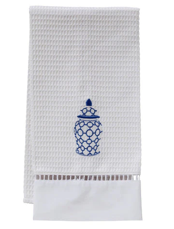Guest Towel, Ladder Lace, Embroidered Chinoiserie - Image 4