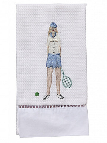 Guest Towel, Ladder Lace, Embroidered People - Image 4