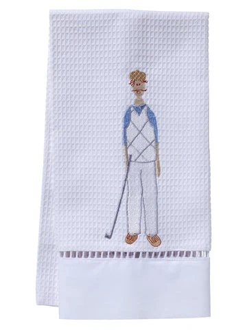 Guest Towel, Ladder Lace, Embroidered People - Image 5