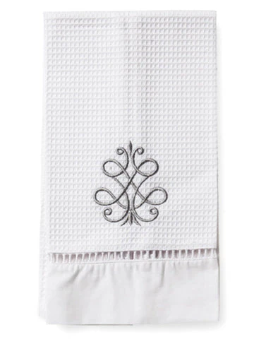 Guest Towel, Ladder Lace, Embroidered Scrolls - Image 2