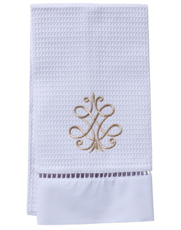Guest Towel, Ladder Lace, Embroidered Scrolls - Image 5