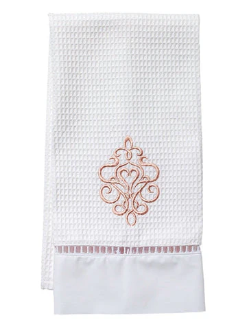 Guest Towel, Ladder Lace, Embroidered Scrolls - Image 6